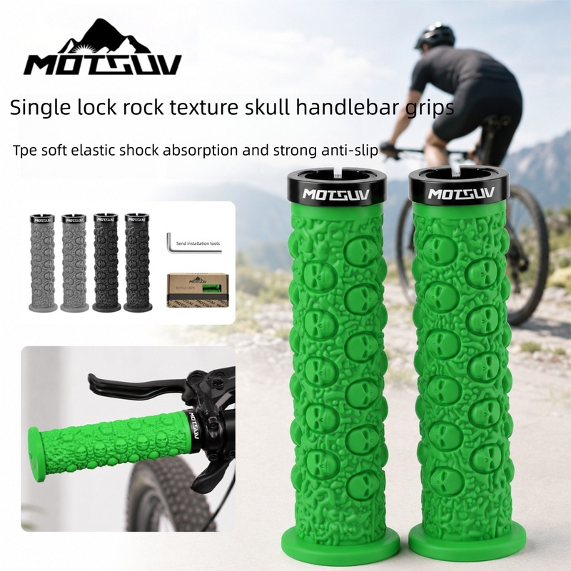 Cycling Hand Gear - Bicycle Handlebar Grips, Skull Lock-On TPE