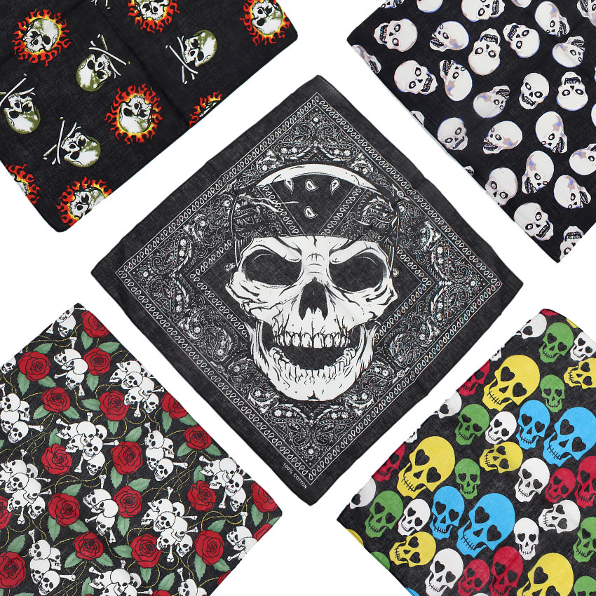 Cycle Zone - Skull Bandana Square Scarf 100% Cotton